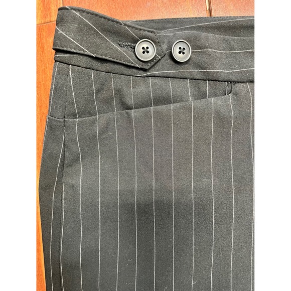 Norma Kamali Black Pinstripe Pencil Skirt Button Detail Tailored Size 12 - Picture 5 of 6
